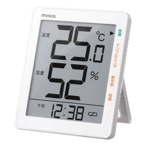 MAG デジタル温度湿度計 ホワイト TH-105WH