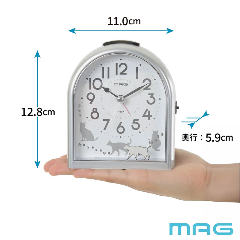 マグ 猫のシルエットがかわいい目覚まし時計 T807SMZ