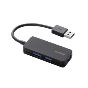 3ポートUSB3.0ハブ(ケーブル固定タイプ) ブラック