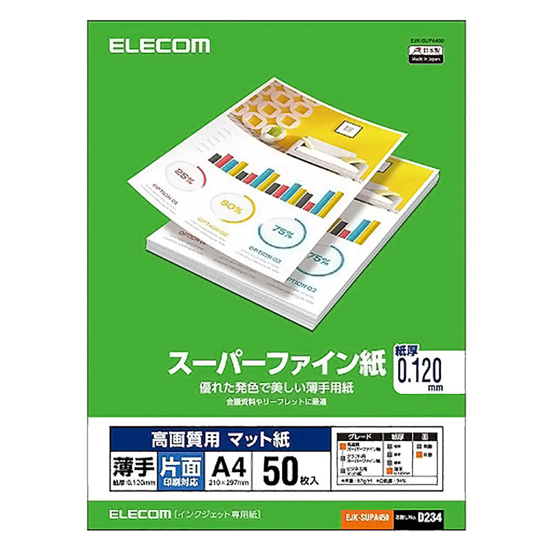 高画質用スーパーファイン紙 A4 薄手 片面 50枚入り