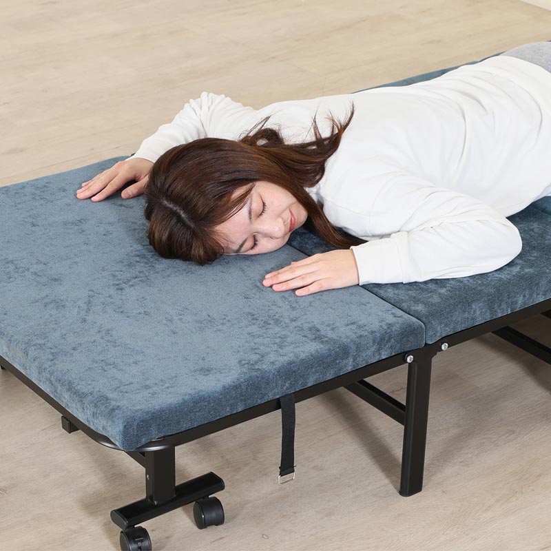■【F】4折ワンタッチベッドコンパクト 幅80×奥行190×高さ30cm