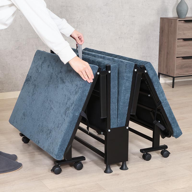 ■【F】4折ワンタッチベッドコンパクト 幅80×奥行190×高さ30cm