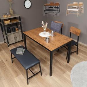 ■【F】マリー ダイニングセット4点 ヴィンテージ 幅110×奥行70×高さ72cm