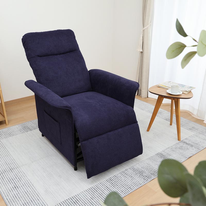 ■【F】電動リクライナー SIMPLE 1P FB102 幅77×奥行82×高さ104cm ネイビー