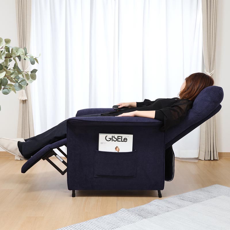 ■【F】電動リクライナー SIMPLE 1P FB102 幅77×奥行82×高さ104cm ネイビー