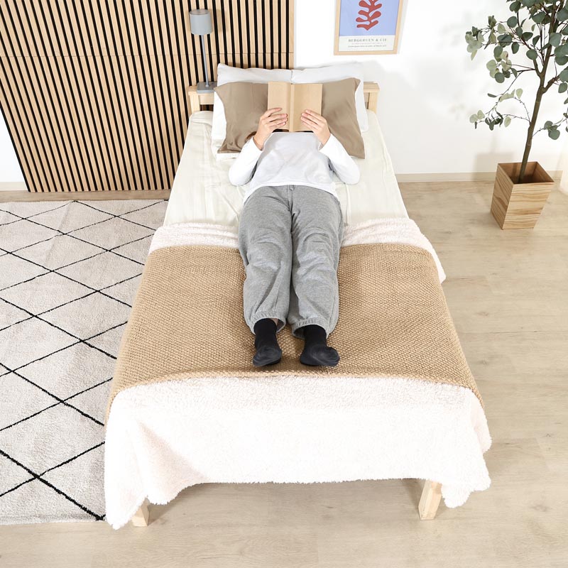 ■【F】組立簡単ベッド ラクネ S 幅100×奥行207.5×高さ65cm ナチュラル