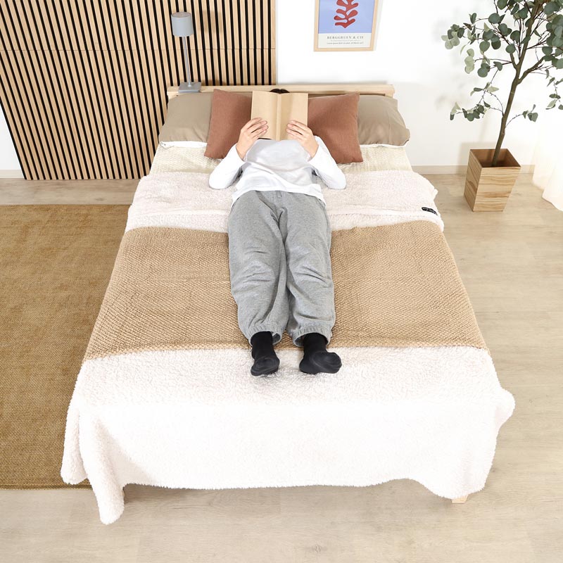 ■【F】組立簡単ベッド ラクネ SD 幅120×奥行207.5×高さ65cm ナチュラル