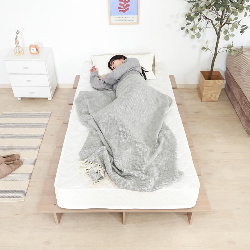 ■【F】ステージベッド S エルヴァ 幅120×奥行198×高さ18cm ナチュラル