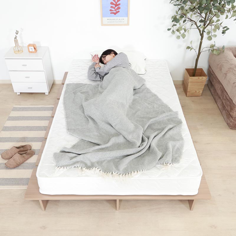 ■【F】ステージベッド SD エルウ゛ァ 幅140×奥行198×高さ18cm ナチュラル