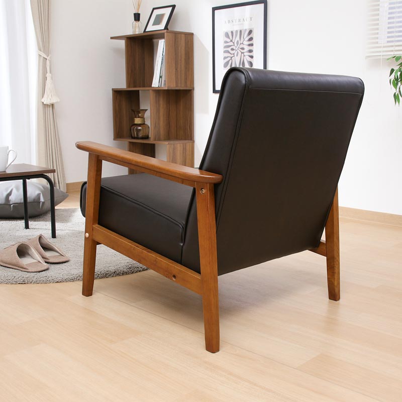 ■【F】バイキャストPUソファ ミート 1P 幅64×奥行72×高さ70cm ダークブラウン