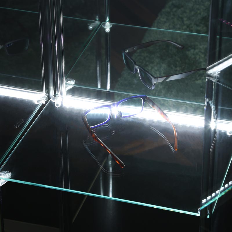 ■ガラスコレクションケース 4段 背面ミラー LED ブラック TMG-G21 BK