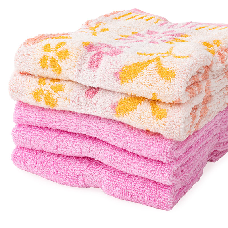 ふんわりやわらかタオル カノン 34×80cm ピンク 5枚組