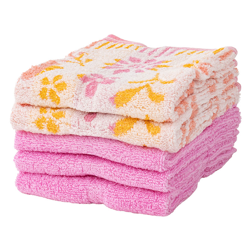 ふんわりやわらかタオル カノン 34×80cm ピンク 5枚組