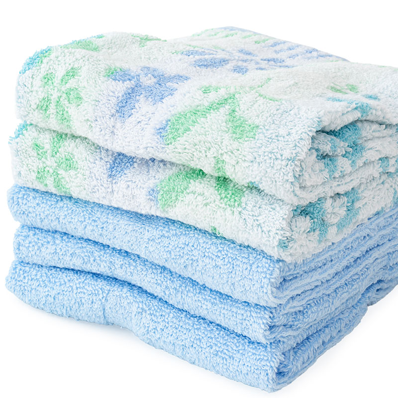 ふんわりやわらかタオル カノン 34×80cm ブルー 5枚組