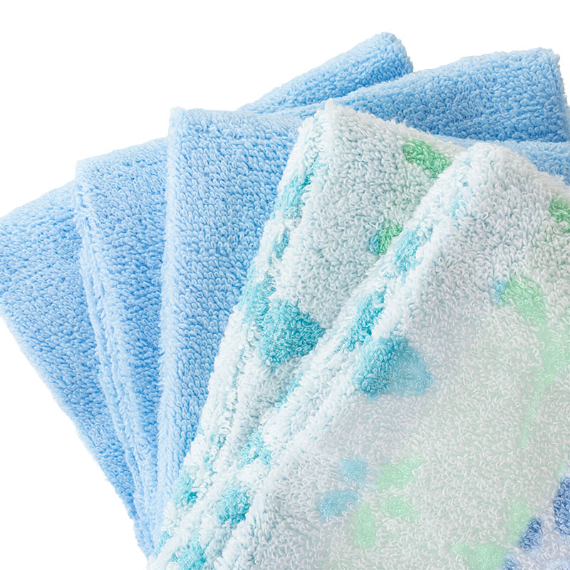 ふんわりやわらかタオル カノン 34×80cm ブルー 5枚組