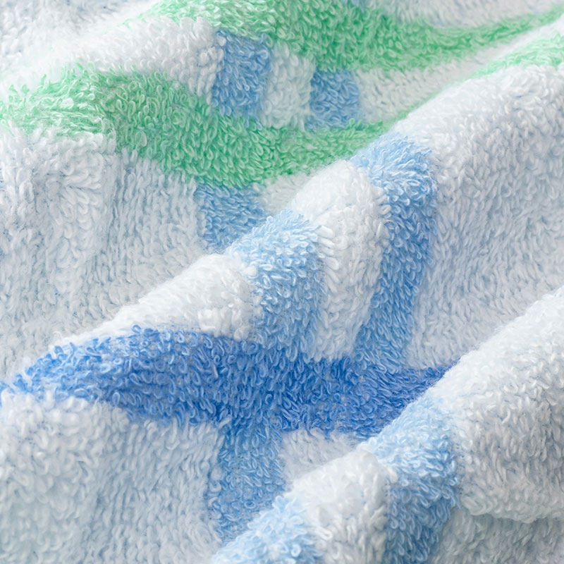 ふんわりやわらかタオル ハッピーチェック 34×80cm ブルー 5枚組