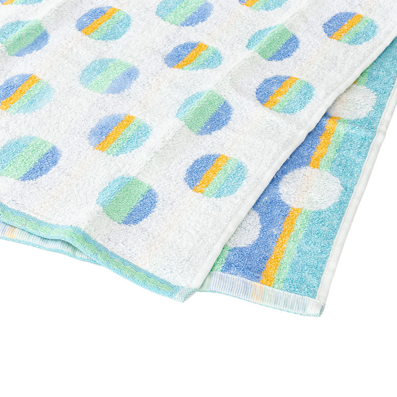 ふんわりやわらかタオル ドリームドット 34×80cm ブルー 5枚組