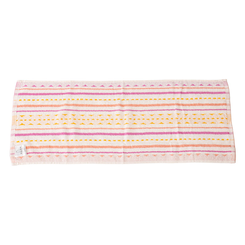 ふんわりやわらかタオル スキップボーダー 34×80cm ピンク 5枚組