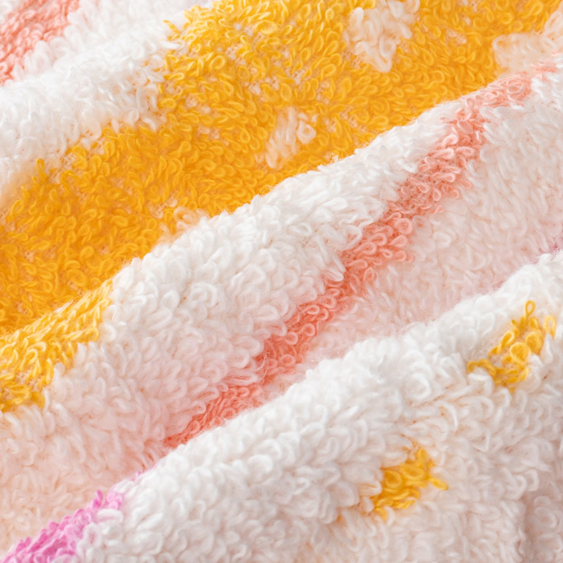 ふんわりやわらかタオル スキップボーダー 34×80cm ピンク 5枚組