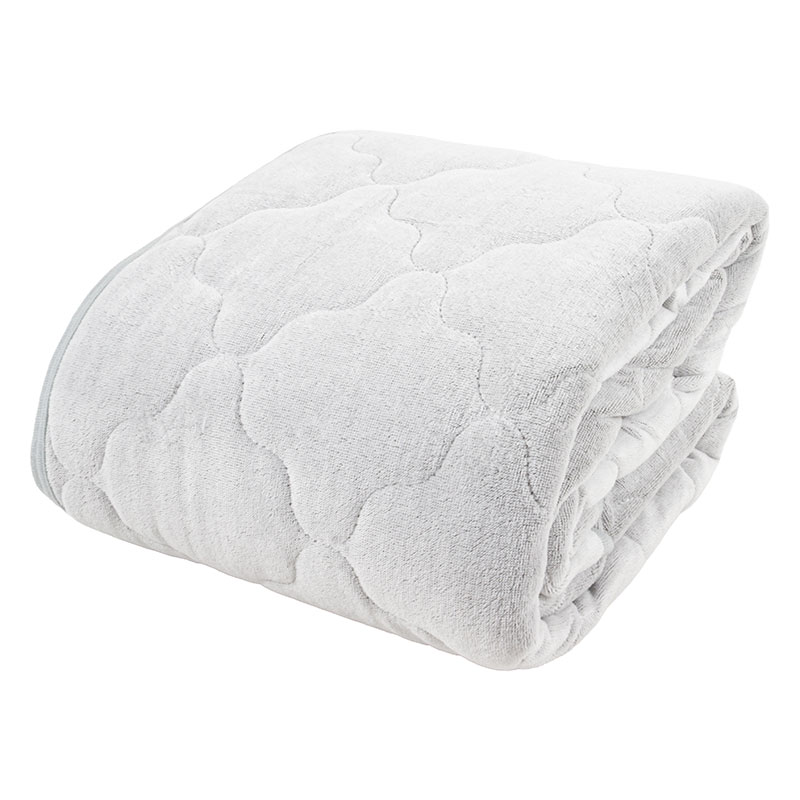 なめらか肌触り 綿100%ベロア調 敷パッド ダブル(140×205cm)グレー