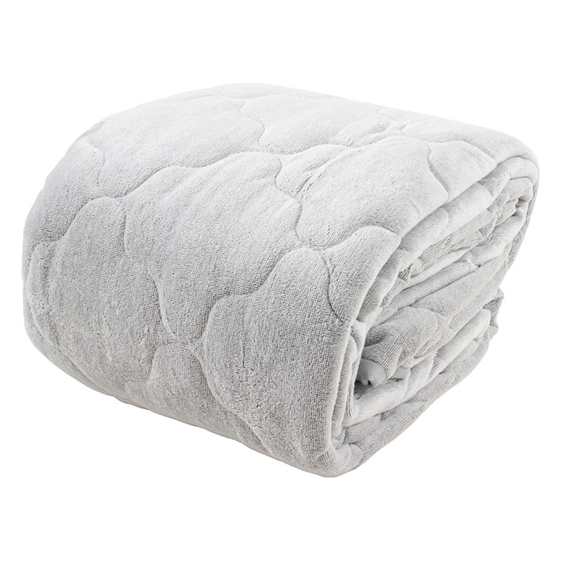 なめらか肌触り 綿100%ベロア調 BOXパッド セミダブル(120×200cm)グレー