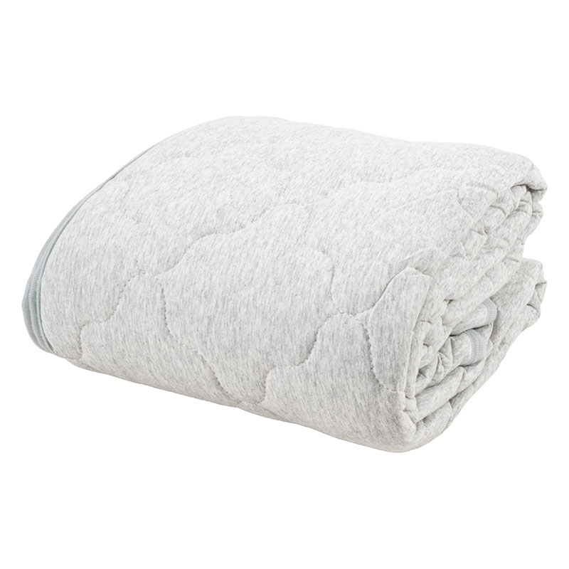 オールシーズン使える 綿100%ニット 敷パッド シングル(100×205cm)グレー