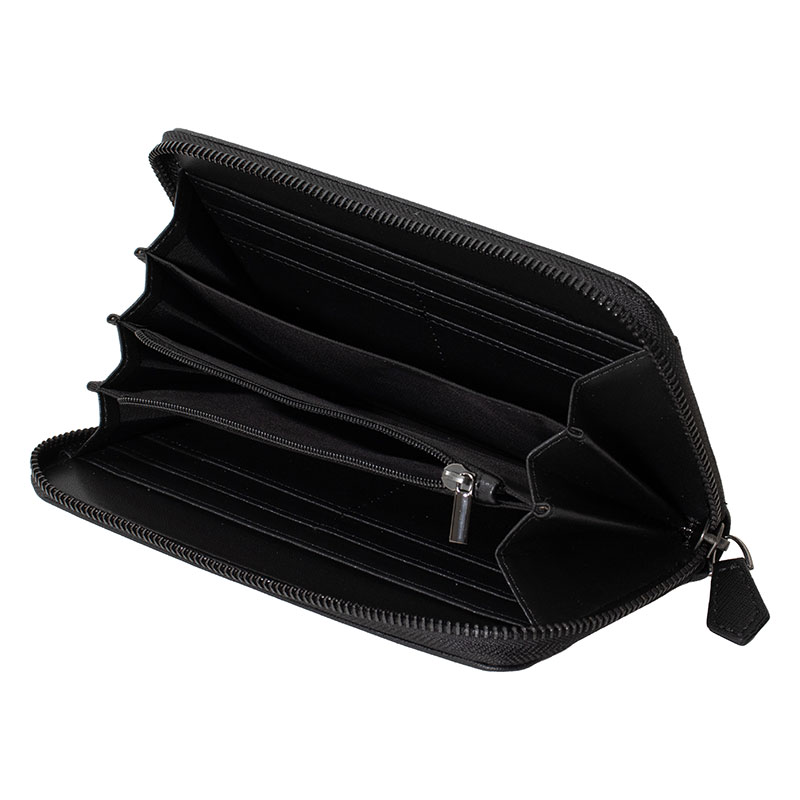 ラウンドファスナー長財布 サフィアーノ ブラック