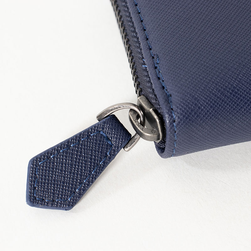 ラウンドファスナー長財布 サフィアーノ ネイビー