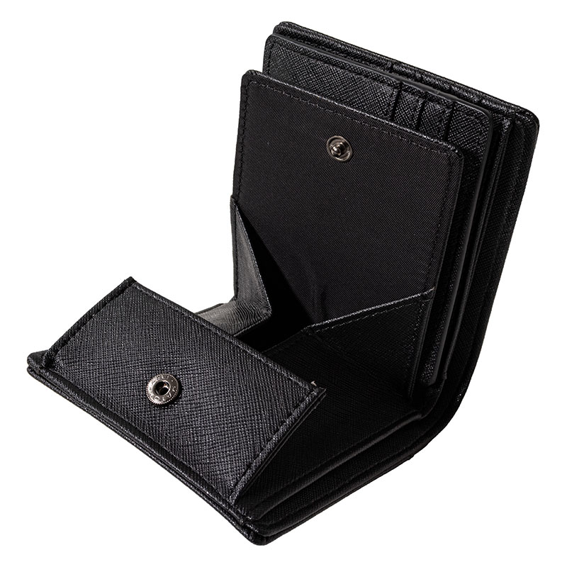 コンパクト2つ折り札入れ サフィアーノ ブラック