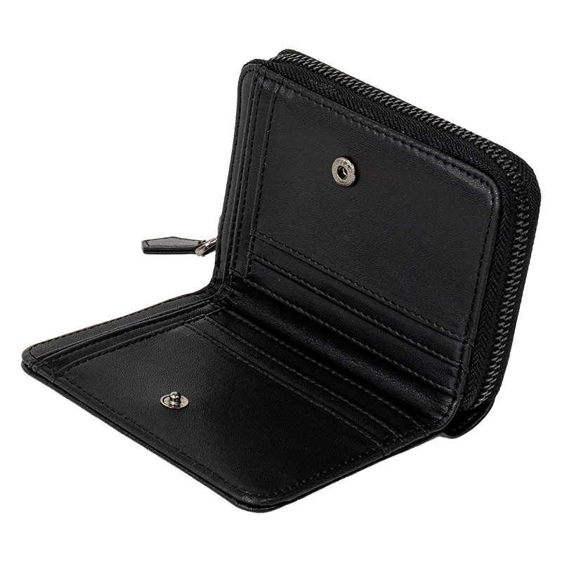 ミニラウンドファスナー財布 クロコ ブラック