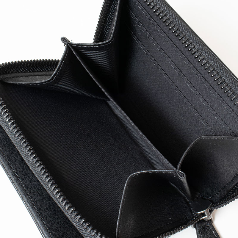 ミニラウンドファスナー財布 クロコ ブラック