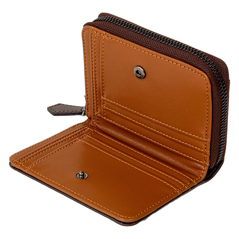 ミニラウンドファスナー財布 クロコ ダークブラウン