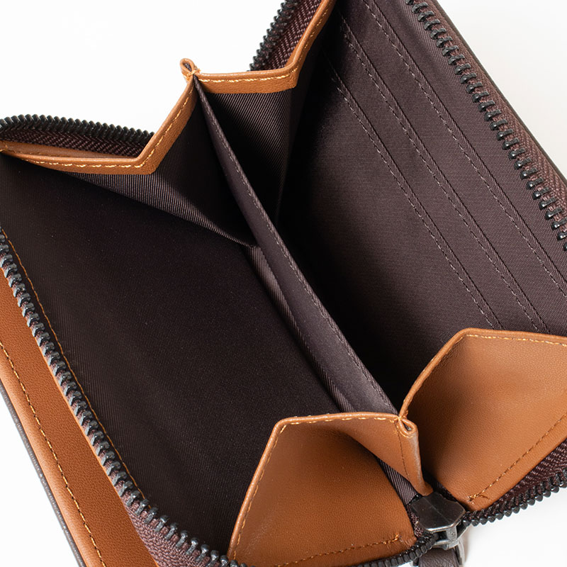 ミニラウンドファスナー財布 クロコ ダークブラウン