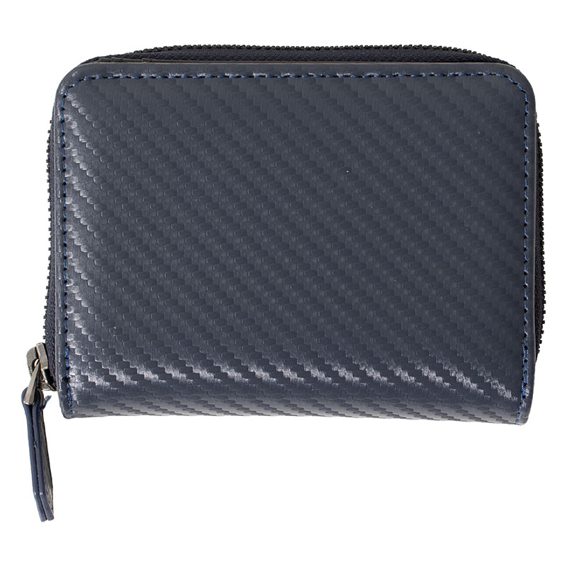 ミニラウンドファスナー札入れ カーボン ネイビー