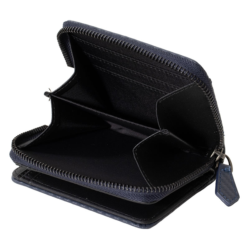 ミニラウンドファスナー札入れ カーボン ネイビー