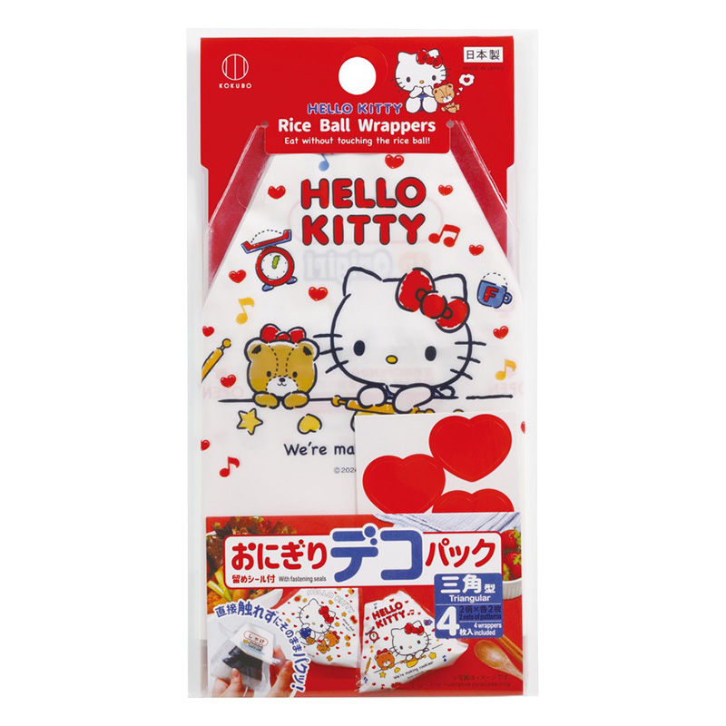 おにぎりデコパック 三角型 ハローキティ クッキー 4枚入(2柄×各2枚)留めシール付