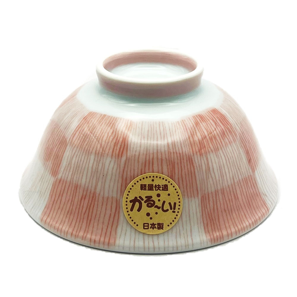 軽量茶碗 市松 赤
