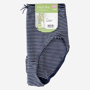 レディース ベア天竺 ボーダー ショーツ 2枚組 ネイビー