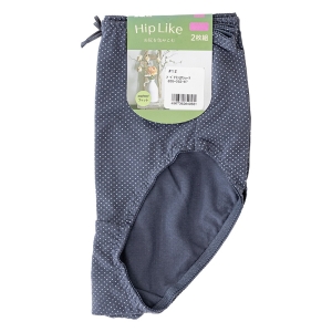 レディース ベア天竺 ドット柄 ショーツ 2枚組 ブルーグレー