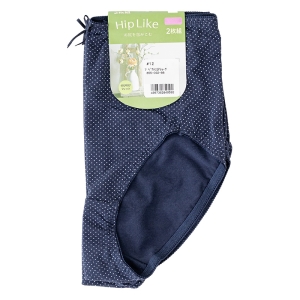 レディース ベア天竺 ドット柄 ショーツ 2枚組 ネイビー