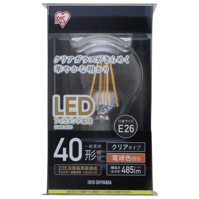 LED電球 フィラメント クリア 電球色40形(485lm) LDA4L-G-FC クリア