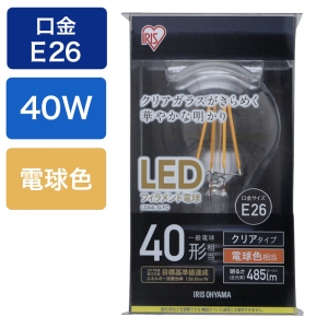 LED電球 フィラメント クリア 電球色40形(485lm) LDA4L-G-FC クリア
