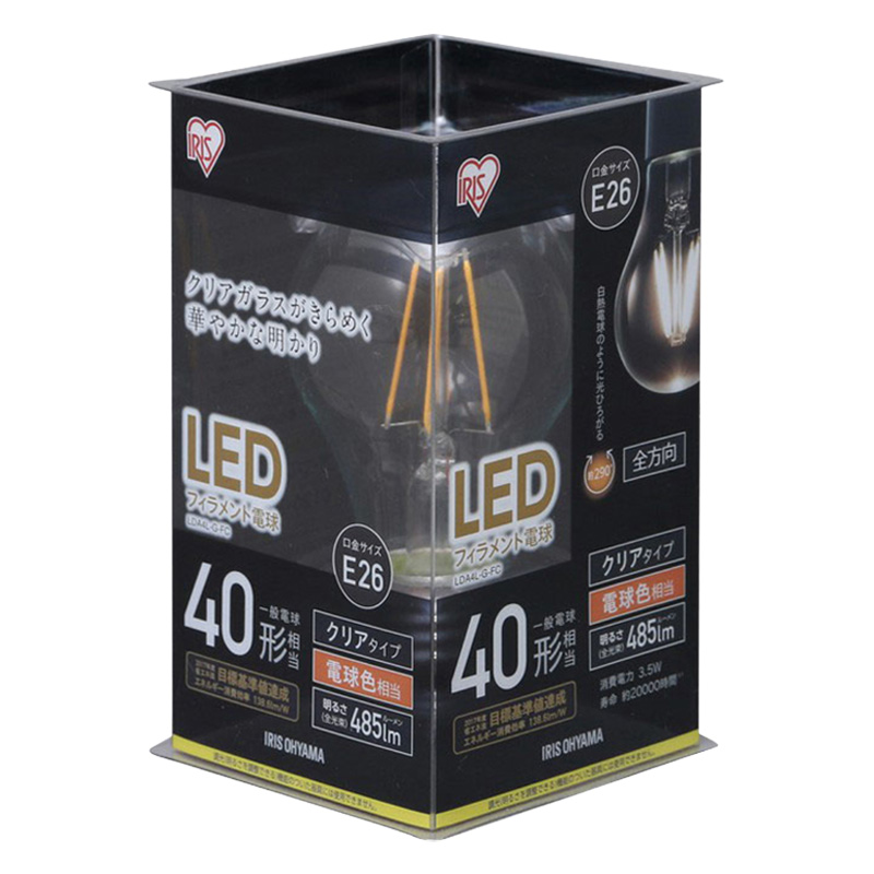 LED電球 フィラメント クリア 電球色40形(485lm) LDA4L-G-FC クリア