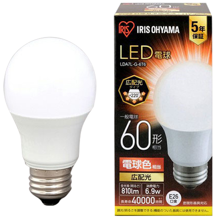 LED電球 E26 広配光 電球色 60形(810lm) LDA7L-G-6T6