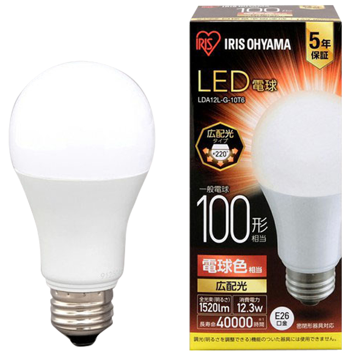 LED電球 E26 広配光 電球色 100形(1520lm) LDA12L-G-10T6