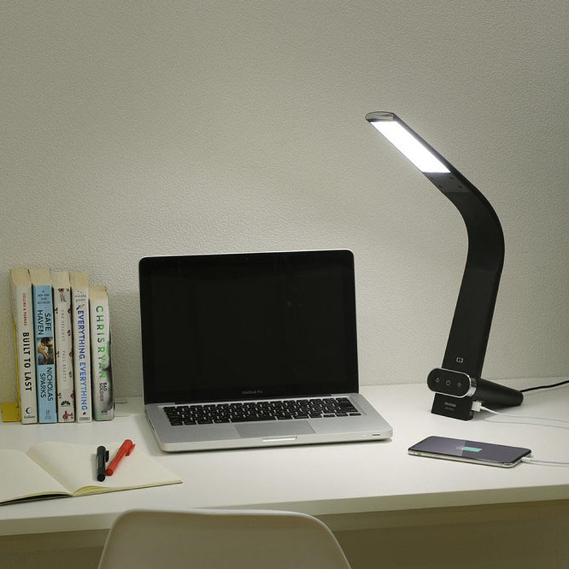 LEDデスクライトQi充電シリーズ 縦置きタイプ 調光・調色 LDL-QLDL-B ブラック