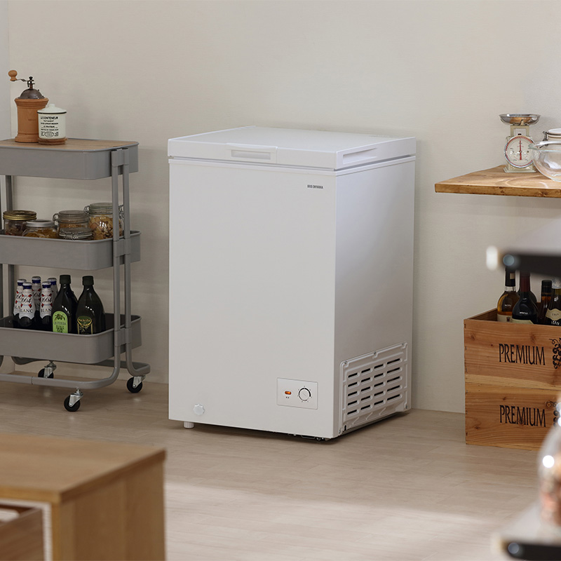 【お取り寄せ商品】100L 上開き冷凍庫 ICSD-10C-W ホワイト