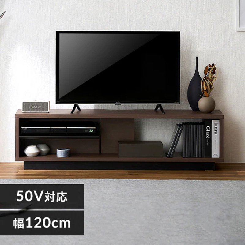 オープンテレビ台 スタンダードタイプ OTS-120SR ウォールナット｜ブラック