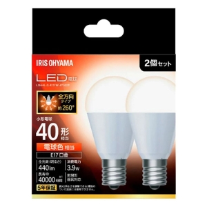 LED電球 E17 40形相当 電球色 2個セット LDA4L-G-E17｜W4T102P
