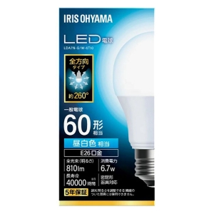 LED電球 E26 60形相当 昼白色 LDA7N-G｜W-6T10